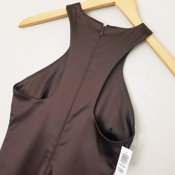 NEW Aritzia TEN Babaton Satin Pressure Dress 00 Racer Back Rich Mocha Brown 90s - Picture 9 of 12